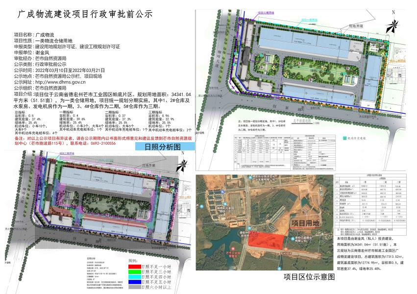 广成物流建设项目行政审批前公示2022.3.10-2022.3.21