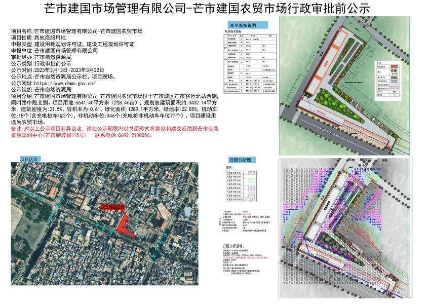 芒市建国农贸市场行政审批前公示2023.03.13-2023.03.22