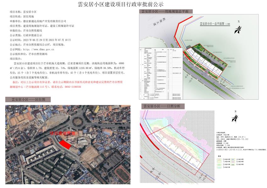 雲安居小区建设项目行政审批前公示2023.06.29-2023.07.10