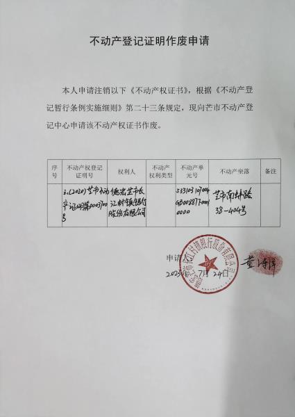 不动产权证书作废公告（德宏芒市长江村镇银行股份有限公司）