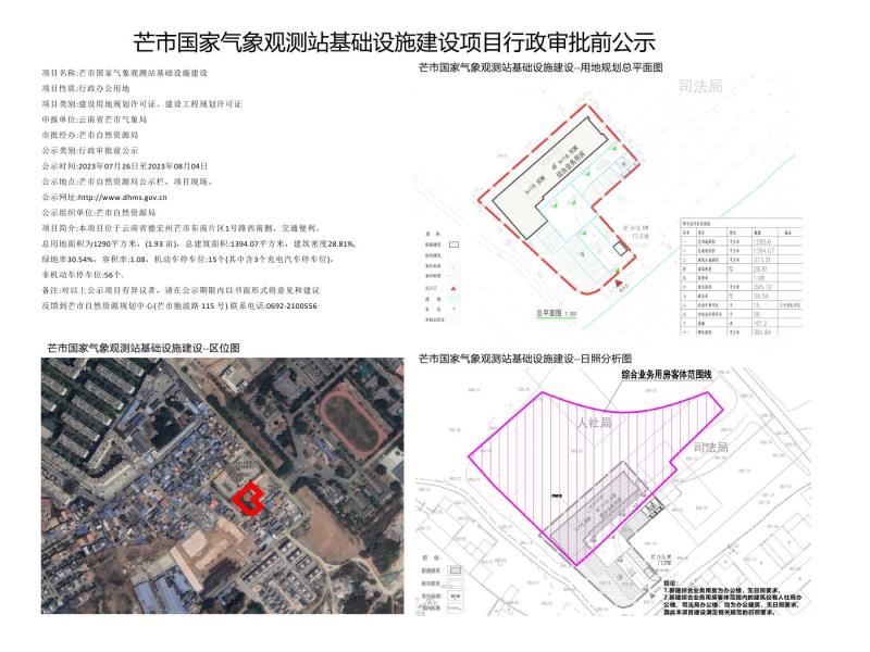 芒市国家气象观测站基础设施建设项目行政审批前公示2023.07.26-2023.08.04