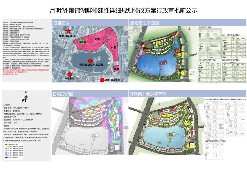 月明湖·雍锦湖畔修建性详细规划修改方案行政审批前公示2023.11.6--2023.11.15
