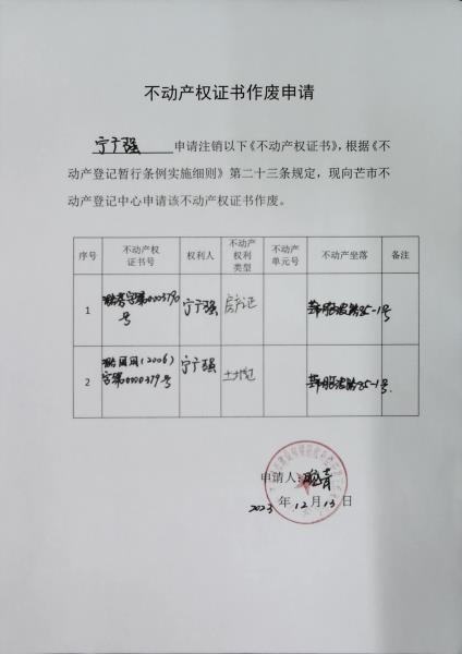 不动产权证书作废公告（宁广强）-12.18