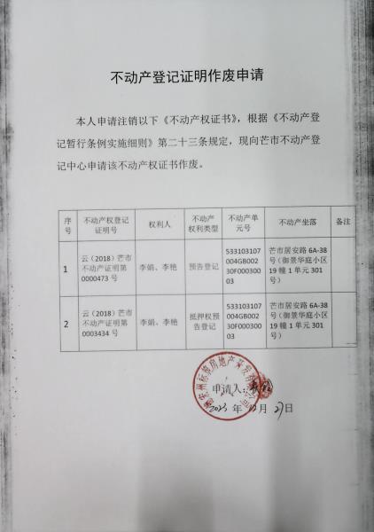 不动产登记证明作废公告（李娟、李艳）