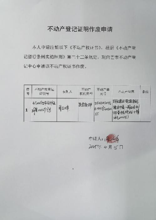 不动产登记证明作废公告（周云峰）